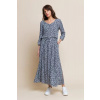 Letné dlhé šaty Nancy modro-bielo-hnedé - Benedict 34