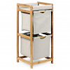 Autronic Regál, 2 výsuvné boxy, masív bambus, prírodný odtieň, sivá látka, nosnosť 6 kg DR-012-2