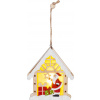 Dekorácia MagicHome Vianoce, Santa v domčeku, LED, závesná, 9x3x10,4 cm