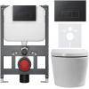 CERANO - Závesné WC s bidetom Cronus Premium - biela lesklá - tlačidlo Prime/Modulo, čierne - závesné - nízky modul - predstenová inštalácia / sadrokartón - 59,3x38,4 cm