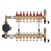 MOSADZNÝ ROZDEĽOVAČ PODLAHOVÉHO KÚRENIA 8 OKRUHOV + ČERPACIA SKUPINA GRUNDFOS + PEX FITINGY
