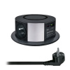 Solight 3z + USB A+C 20W PD, Wireless 10W, výsuvný blok zásuviek, 2m, čierny