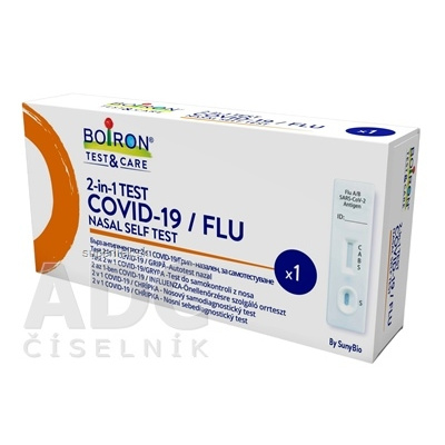 BOIRON Test&Care 2-in-1 COVID-19/FLU nosový samodiagnostický test 1x1 ks, 6973861680404