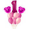 Balónová kytica k 1.narodeninám Dievčatko s číslom premium
