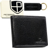 Darčeková sada – čierna pánska kožená peňaženka bez zapínania a prívesok