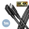 AXAGON BUCM32-CF10AB prodlužovací kabel USB-C (M) USB-C (F), 1m, USB 20Gb/s, PD 240W 5A, 8K HD, ALU, oplet, černý