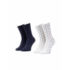 Tommy Hilfiger dámske biele a modré ponožky 2 pack Dot 100001493 35/38