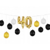 Balónová girlanda „40. narodeniny“, zlatá, čierna, biela, PartyDeco, 12 ks