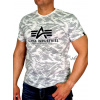 Alpha Industries Basic T-Shirt Camo tričko pánske Brushstroke White Veľkosť: M, Farba: biela
