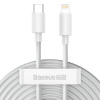 Baseus Simple Wisdom Súprava dátového kábla USB-C na Lightning PD 20W (2 ks/sada) 1,5 m biela 19262