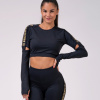 Honey Bunny crop top s dlhým rukávom 821 Black - NEBBIA Veľkosť: M