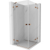 Mexen Lunar Duo, výklopný sprchový kút 90 x 90 cm, 8mm číre sklo, profil ružové zlato, 834-090L-090P-60-00