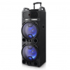 Aiwa KBTUS-900 Karaoke LED vozík 100W párty reproduktor bezdrôtové mikrofóny, BT, diaľkové ovládanie