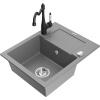 Mexen Enzo kuchynský drez 1-komorový s odkvapkávačom a kuchynskou batériou Carla, sivý - 6506-71-670700-70