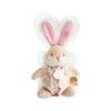 Doudou Hračka zajačik s hrkálkou a úchytom na cumlík 21 cm ružová Doudou et Compagnie Paris