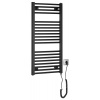 AQUALINE DIRECT-E 45 x 96cm 300W rovný kúpeľňový radiátor pre elektrické vykurovanie, komplet, čierny matný, ILE94TB