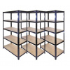 Fistar !!! Akčný balíček: 3x regál 2000x1000x500 mm lakovaný 5-policový, nosnosť 875 kg - ČIERNY