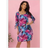 Numoco 323-2 Pohodlné oversized šaty s viazaním na rukávoch - farebné kvety