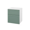 Dreja Nízka kúpeľňová skrinka s košom na bielizeň PORTO SNZ2K 50 - N01 Biela lesk / Úchytka T00 / L18 Mint vysoký lesk