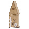 Dekorácia MagicHome Vianoce Woodeco, Vtáčia búdka, 3 LED, 12x7x32 cm