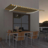 Shumee Ručne vysúvateľná markíza s LED svetlom 450 x 300 cm, žlto-biela