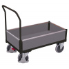 Variofit Plošinový vozík s madlom, nízke plné bočnice, Variofit, ložná plocha 121 x 75 cm, do 500 kg, modrá/antracit Farba: antracit RAL7016