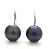 Stříbrné náušnice s říční perlou Elinara | Aranys - Černá 8mm