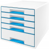 Zásuvkový box LEITZ WOW CUBE, 5 zásuviek, bielo-modrá (52142036)