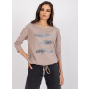Béžové tričko Anisa s aplikáciou srdiečok s kamienkami -RV-BZ-0226.34P-beige S/M