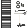 CERANO - Kúpeľňový radiátorový set Vincenzo - kombinované vykurovanie, wifi tyč - bočné jednobodové pripojenie - 800W - čierna matná - 1690x600 mm