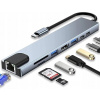 Dokovacia stanica Hub 8 v 1 čítačka kariet SD/TF 4K HDMI 100W PD RJ45 Ethernet