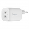 Belkin 65W Dual USB-C GaN PD Wall Charger with PPS - White WCH013vfWH