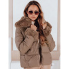 Dámska tmavobéžová bunda s kožušinou TY5069, ty5069-L L