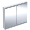 Geberit ONE - Zrkadlová skrinka s LED osvetlením, 105x90x15 cm, 2 dvierka, vstavaná, hliník 505.804.00.1