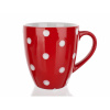 BANQUET Hrnček keramický banák 400 ml, červený s bodkami