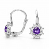 Stříbrné náušnice s ametystem kytička Bokr
