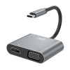 AppleMix Adaptér / rozbočovač XO 4v1 - USB-C na USB-A + USB-C + HDMI + VGA - sivý