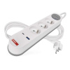 Emos P1312FC, predlžovací kábel 2 m, 3 zásuvky, s vypínačom, biely, 1×USB-A + 1×USB-C, 1,5 mm2 P1312FC