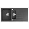 SAPHO - Drez granitový zabudovateľný s odkvapom a vaničkou, 100x50cm, čierny GR1334