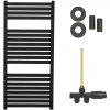 CERANO - Kúpeľňový radiátorový set Vincenzo - ústredné vykurovanie - bočné jednobodové pripojenie - 300W - čierna matná - 970x450 mm