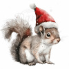 Nažehlovačka Veverička s vianočnou čiapkou - 6 x 5 cm