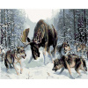 Maľovanie podľa čísel – Los s vlkmi, 50 × 40 cm, bez rámu a bez napnutého plátna 8596530023760