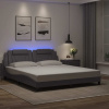 Rám postele s LED osvětlením šedý 180 x 200 cm umělá kůže Šedá 3214039