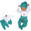 Z&Z 3-dielna súpravička body, polodupačky s povrázkom a čiapočka - zelená, biela, veľ. 62, 62 (2-3m)
