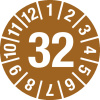 Kontrolná nálepka 32, hnedá, fólia samolepiaca, 15 mm, BJ = 1 x 60 ks