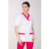 Zdravotnícka blúzka dvojfarebná M-074P, biela + malinová, 36 (Zdravotnícke oblečenie)