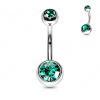 Titánový piercing do pupku s farebnými zirkónmi Merey Farba: Aqua, Dĺžka / priemer: 6 mm, Veľkosť koncovky: 5 & 8 mm