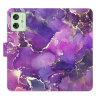 Flip pouzdro iSaprio na mobil Motorola Moto G54 5G - Purple Marble s kapsičkami na karty (Knížkové flipové pouzdro iSaprio pro mobil Motorola Moto G54 5G - Purple Marble - elegantní obal s kapsami, st