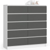 Komoda K120 10SZ CLP biela / sivá