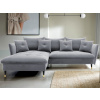 Rohová sedacia súprava Glam, svetlo šedá látka, ľavý roh